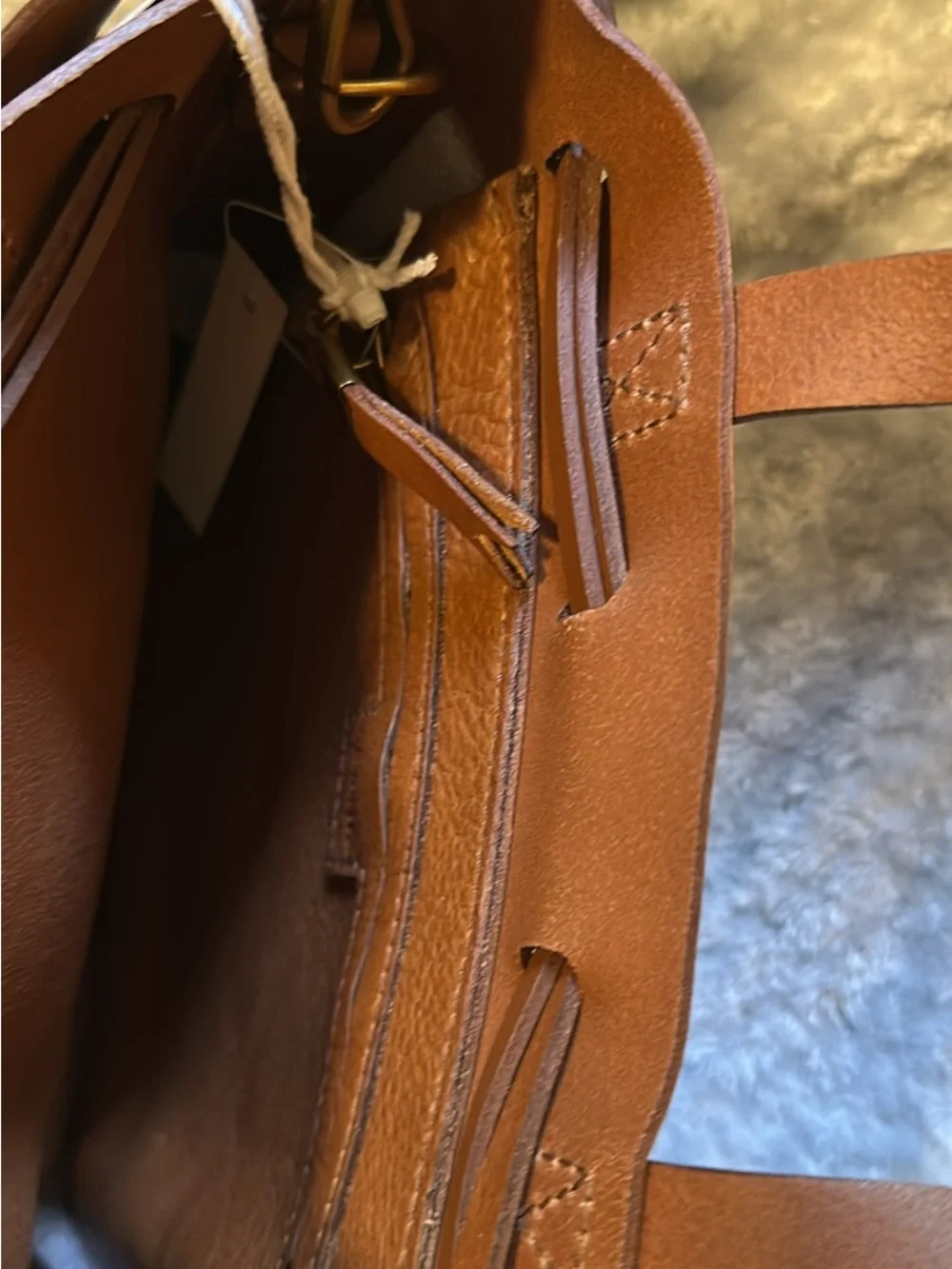 Madewell English Saddle The Small Drawstring Transport Crossbody Leather NEW